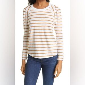 VERONICA BEARD Mason Stripe Puff Sleeve Baseball T-shirt size XS $148 MSRP